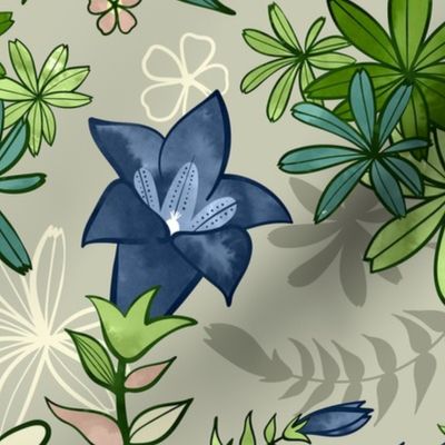 Alpine Flowers - Gentian, Edelweiss / Large Scale