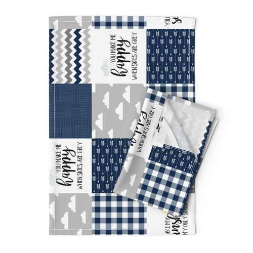 modified You are my sunshine//Navy//Plaid - Wholecloth Cheater Quilt - Rotated