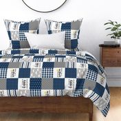 modified You are my sunshine//Navy//Plaid - Wholecloth Cheater Quilt - Rotated