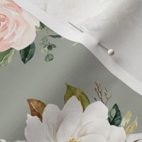 8" Magnolia Watercolor Blooms // Bud Gray