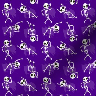 Halloween Skeletons Dancing Purple 