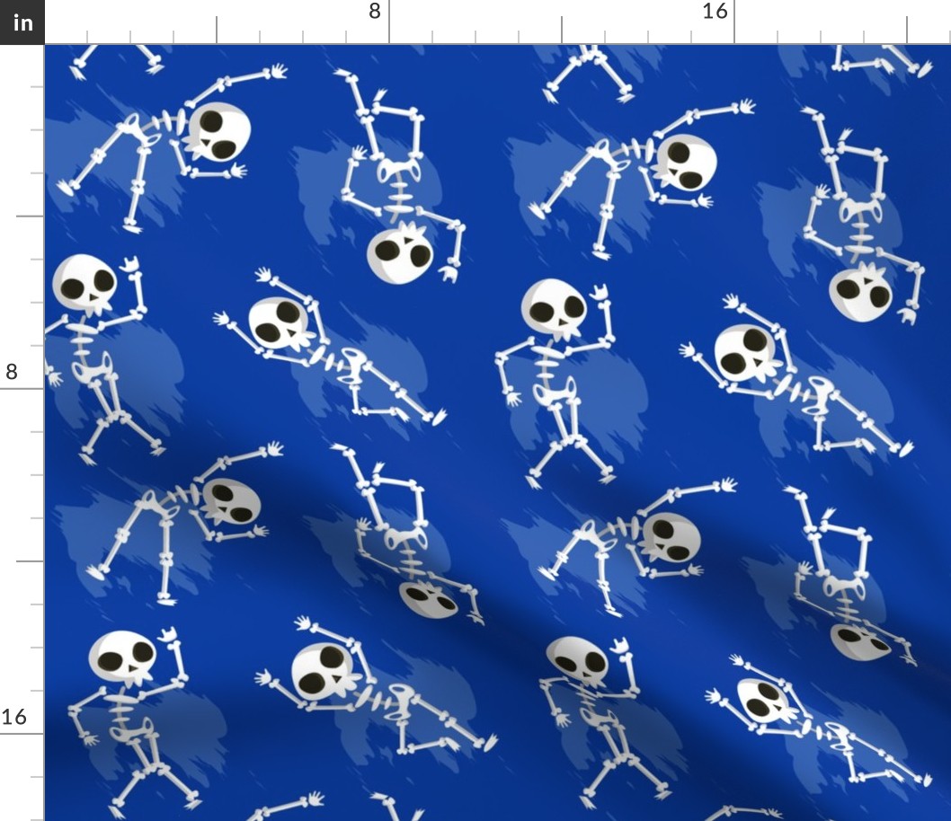 Halloween Skeletons Dancing Blue