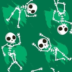 Halloween Skeletons Dancing Green Kids Halloween Cute