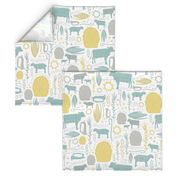 Little Boy Blue Nursery Rhyme Gender Neutral Baby + Children Print with Farm Animals, Botanicals, and Natural Elements in Soft Pastels