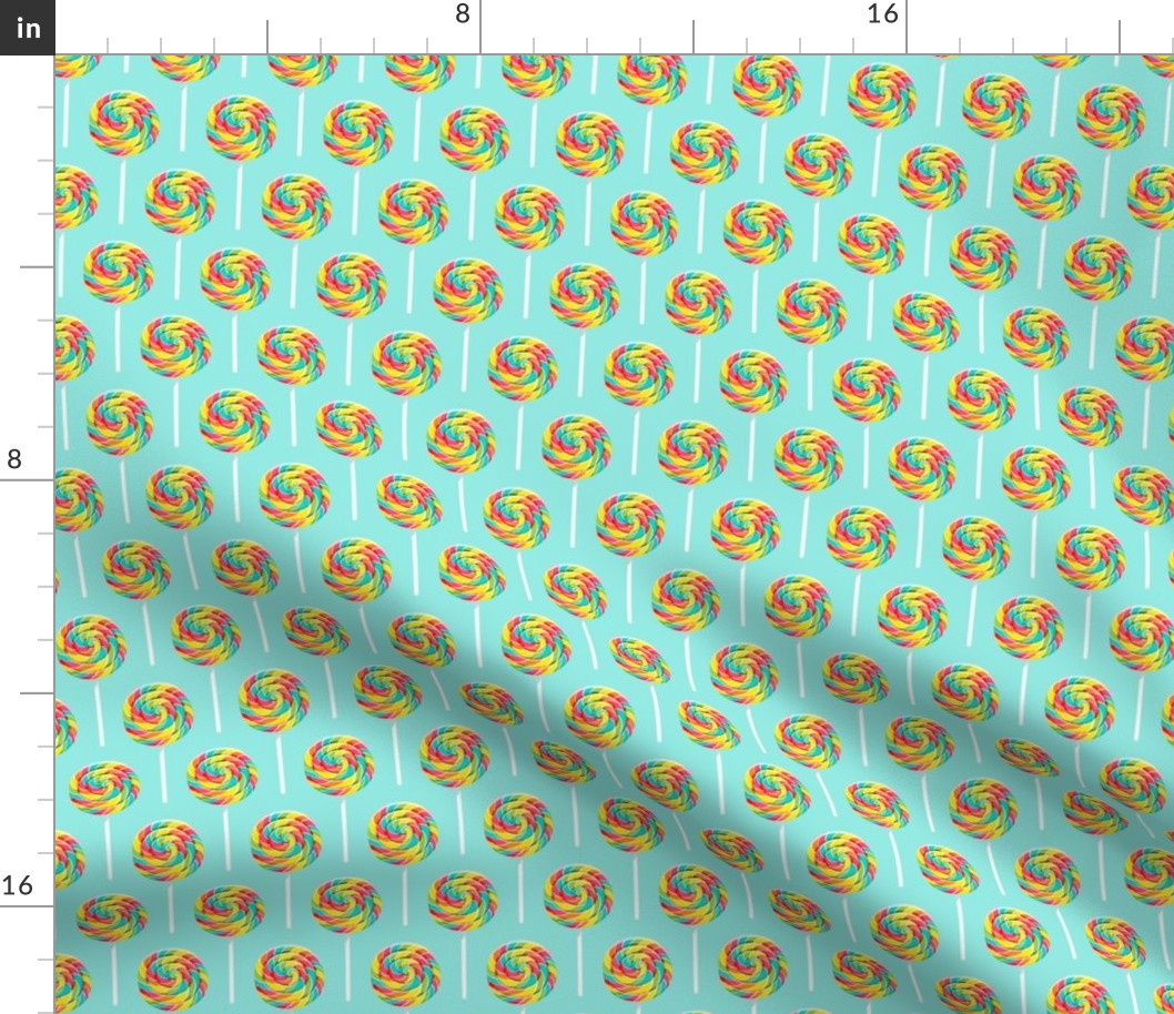 (2.5" scale) whirly pops -  multi on blue - lollipop fabric C18BS