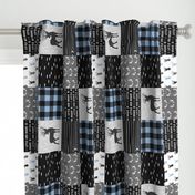 little & brave - baby blue and black (buck) quilt woodland -90 C18BS