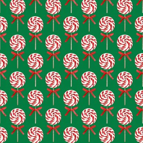 (2" scale) whirly pop - Christmas red and white on green C18BS