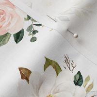 8" Magnolia Watercolor Blooms // White