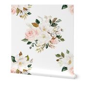 8" Magnolia Watercolor Blooms // White