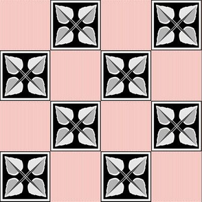 Irene: 1920s Rose Gold, Silver & Black Leaf Grid, Art Deco