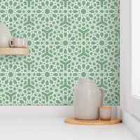 Jade green white islamic geometric lace large Wallpaper