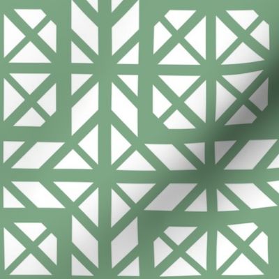 Geometric jade green line squares mosaic