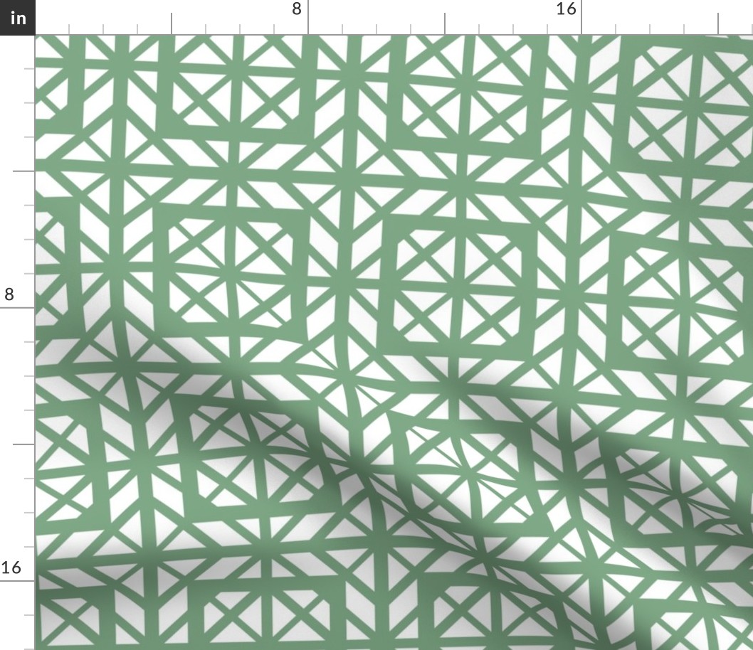 Geometric jade green line squares mosaic