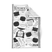 Kitchen Conversions 2024 Calendar ~ White Black ~ Conversion Chart 