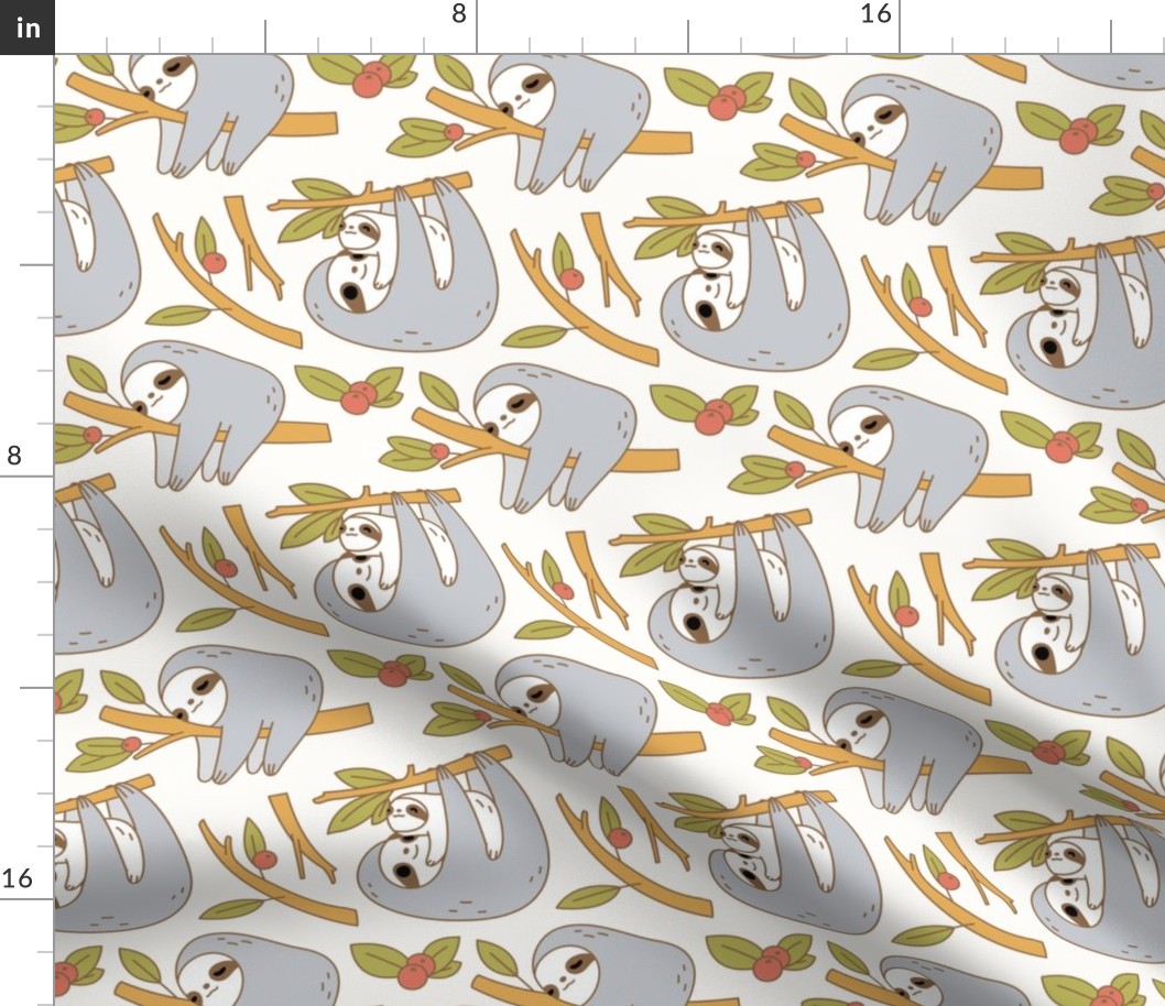 Sloth Pattern in Ivory 