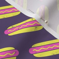 hotdogs - pink on purple - food