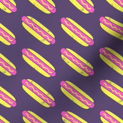 hotdogs - pink on purple - food