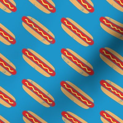 hotdogs - red on blue - food