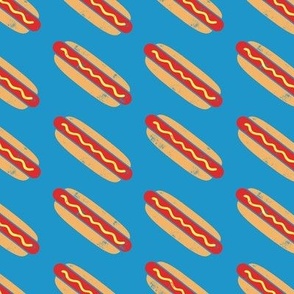 hotdogs - red on blue - food