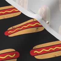 hotdogs - red on black - food