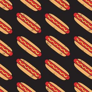 hotdogs - red on black - food