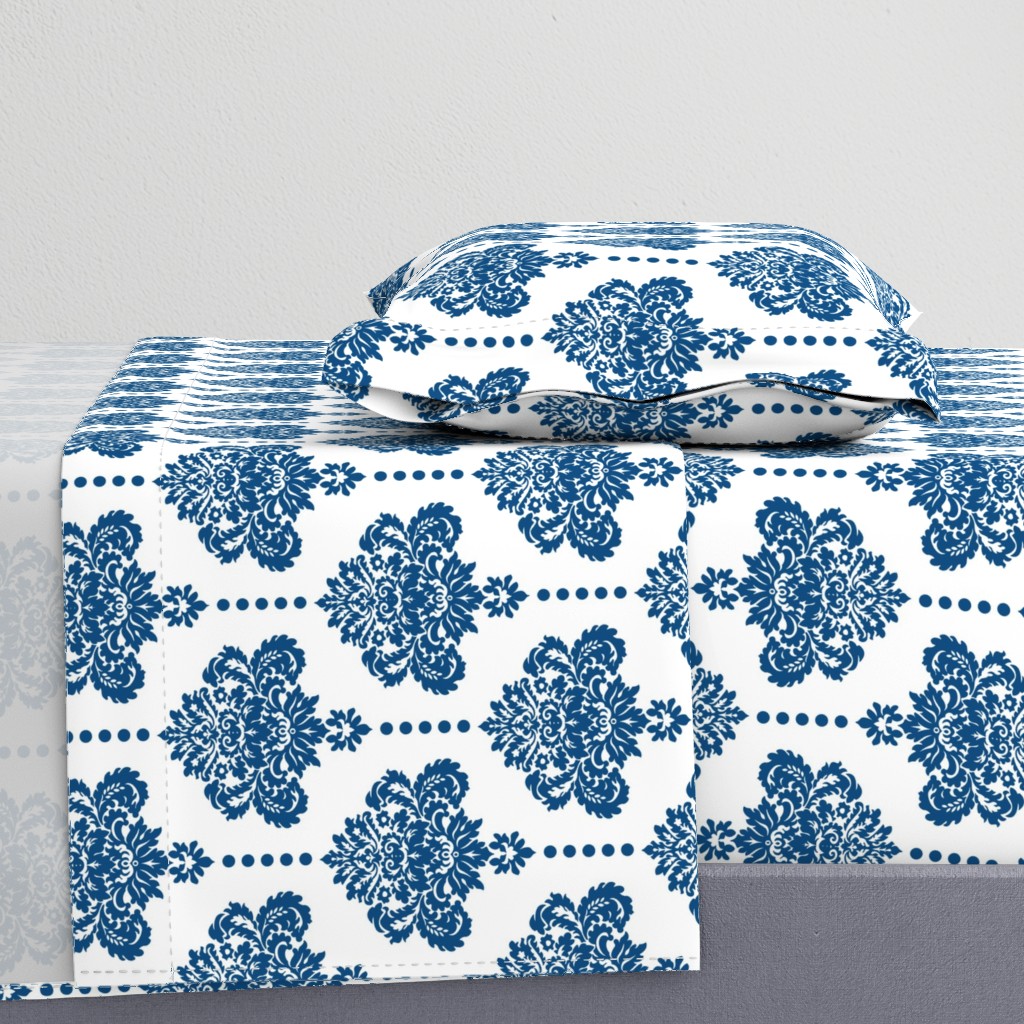 Classic Blue damask white