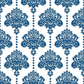 Classic Blue damask white