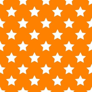FS One Inch White Stars on Carrot Orange