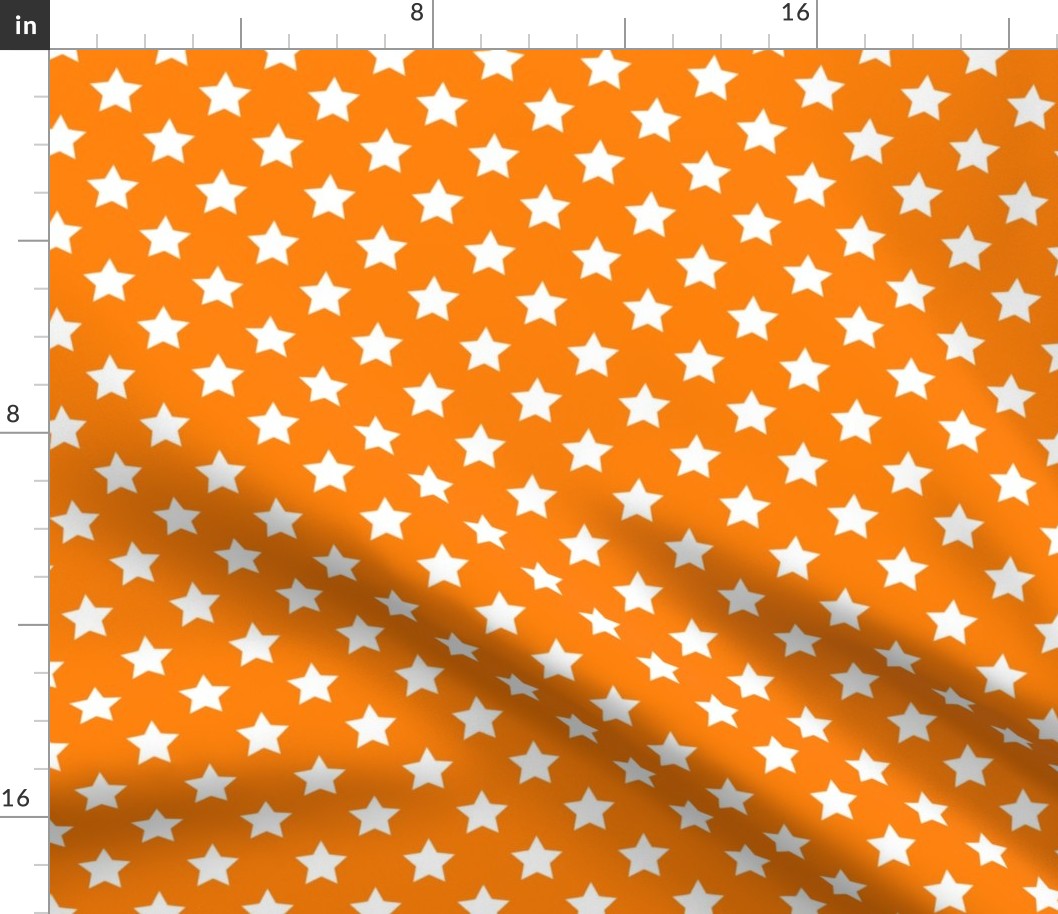 FS One Inch White Stars on Carrot Orange