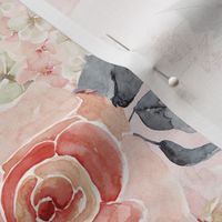 18" Romantic Watercolor Blush Roses on Pink