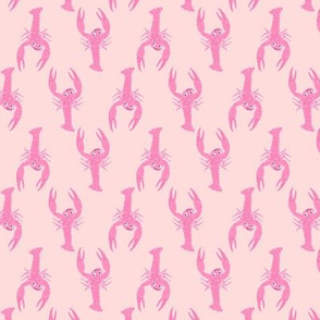 Whimsical  Lobsters on Pink Background