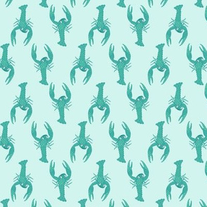 Whimsical Lobsters in Teal Blue