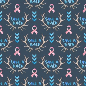 Save a Rack - watercolor antlers, ribbon, chevrons - on dark, extra small print