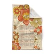  70's Floral Calendar Tea Towel