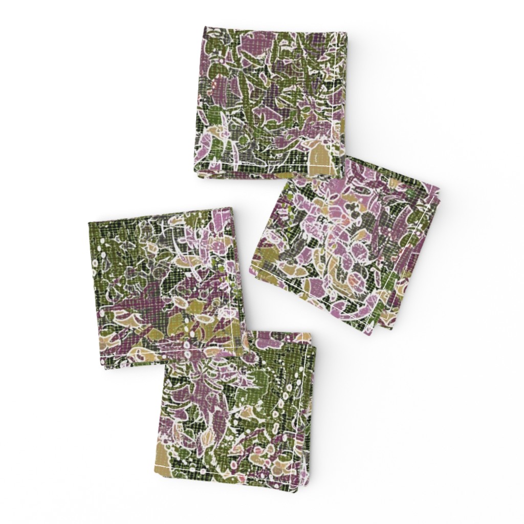   English garden pink green purple traditional botanical flowers 