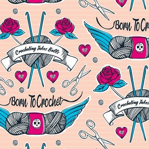 Born To Crochet Tattoo - Pink