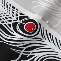 Art Deco Feathers - black white & red