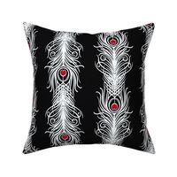 Art Deco Feathers - black white & red