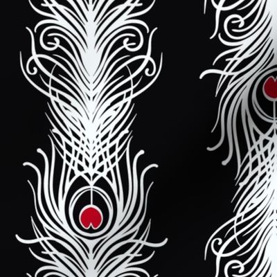 Art Deco Feathers - black white & red