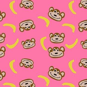 monkey pajamas fabric - pink