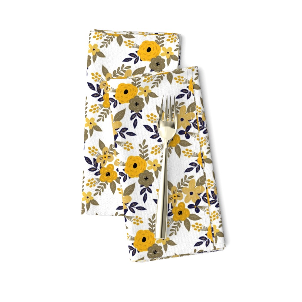 Navy and Mustard Fall Floral - SMALL scale