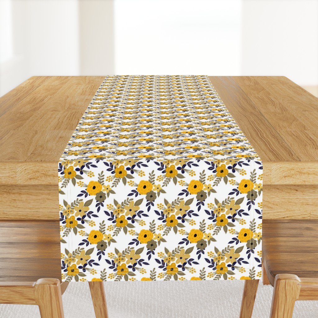 Navy and Mustard Fall Floral - SMALL scale