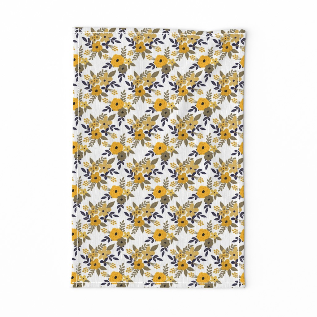 Navy and Mustard Fall Floral - SMALL scale