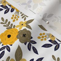 Navy and Mustard Fall Floral - SMALL scale