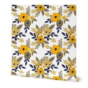 Navy and Mustard Fall Floral - SMALL scale