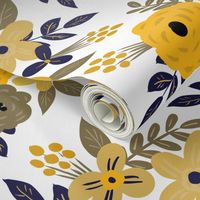 Navy and Mustard Fall Floral - SMALL scale