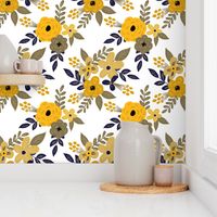 Navy and Mustard Fall Floral - SMALL scale