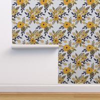 Navy and Mustard Fall Floral - SMALL scale