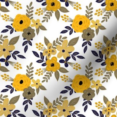 Navy and Mustard Fall Floral - SMALL scale