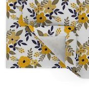 Navy and Mustard Fall Floral - SMALL scale